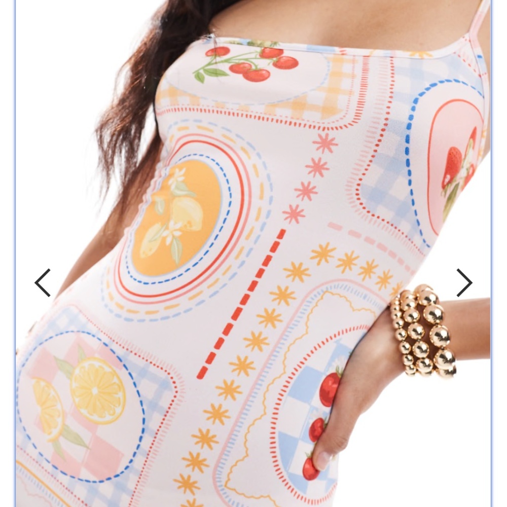 Miss Selfridge Postcard Print Strappy Summer Dress